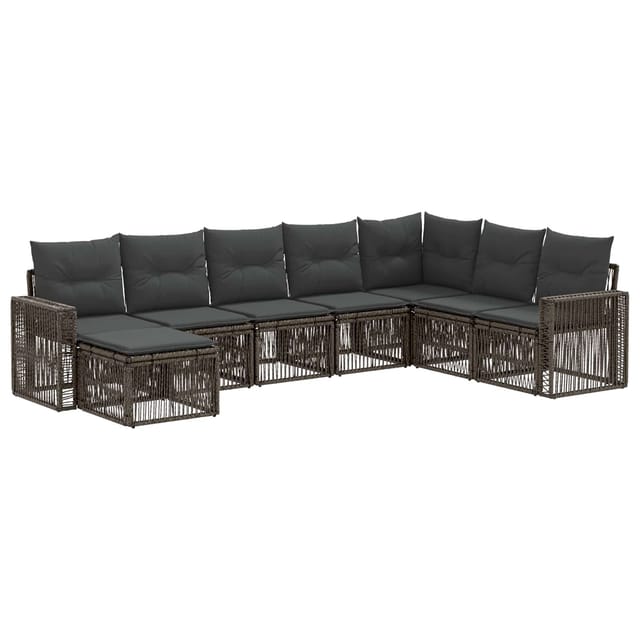 vidaXL Gartensofa-Set 8-Tlg Grau und Dunkelgrau Poly-Rattan 3435215
