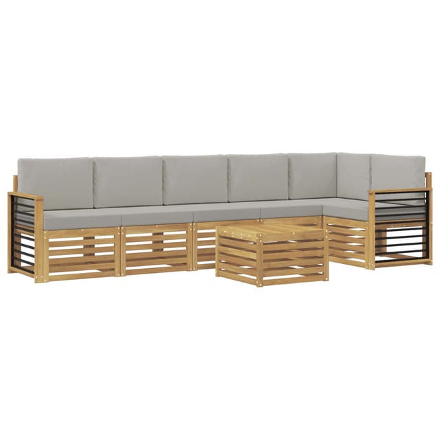 vidaXL Outdoor-Sofagarnitur 7 Stk Weiß und Hellgrau 59 x 59 x 37 cm 3391966