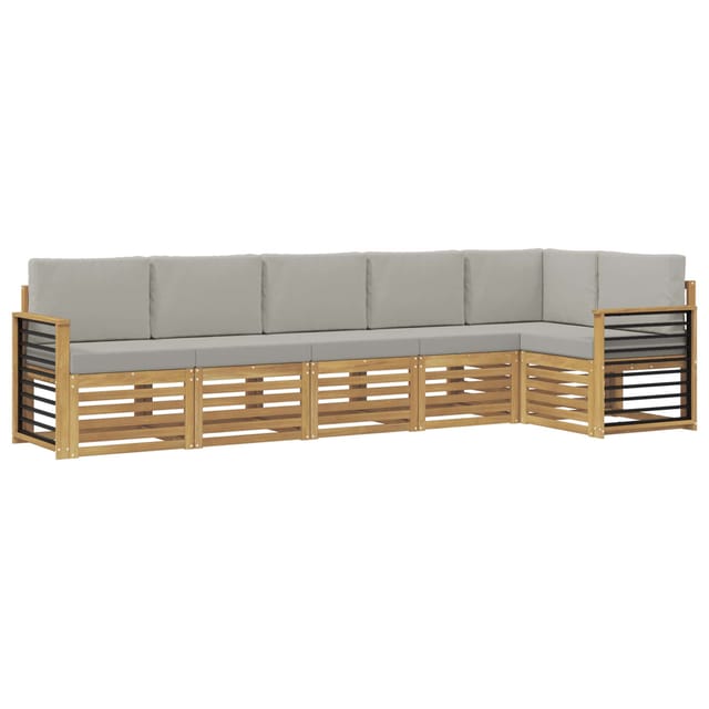 vidaXL Outdoor-Sofagarnitur 6 Stk Weiß und Hellgrau 3391926