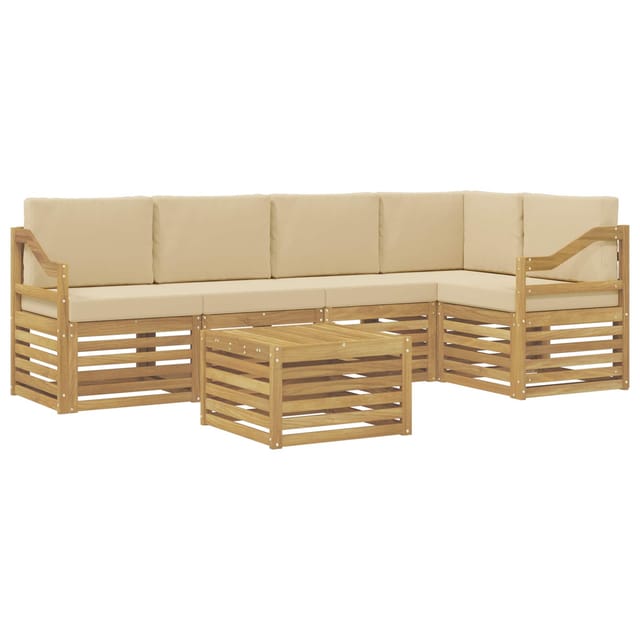 vidaXL Outdoor-Sofagarnitur 6 Stk Weiß und Beige 59 x 59 x 37 cm 3391893