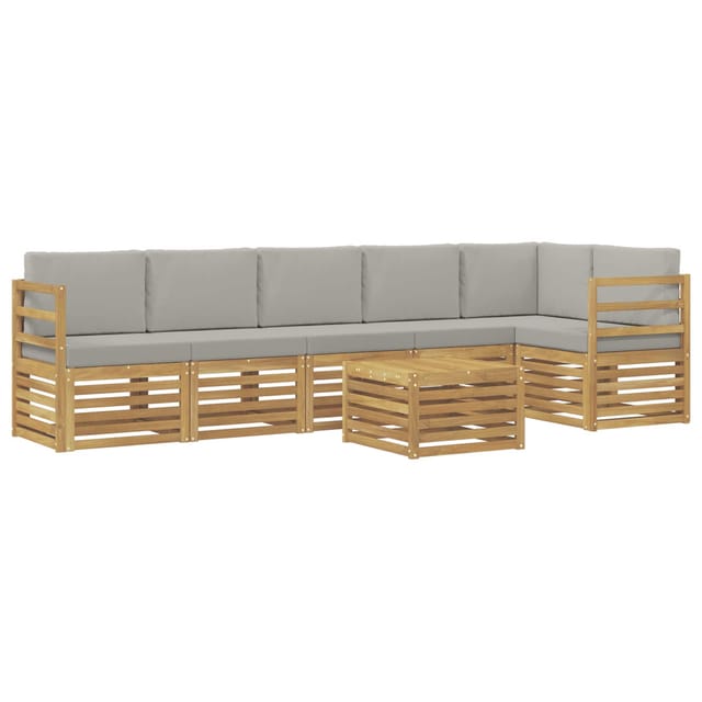 vidaXL Outdoor-Sofagarnitur 7 Stk Weiß und Hellgrau 59 x 59 x 37 cm 3391936