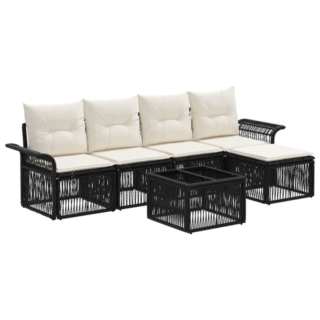 vidaXL Gartensofa-Set 6-Tlg Schwarz Poly-Rattan 3434818