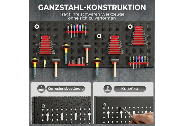 HOMCOM Storage Bins Parts Rack Stahl 60L x 40B x 2H cm Schwarz+Rot