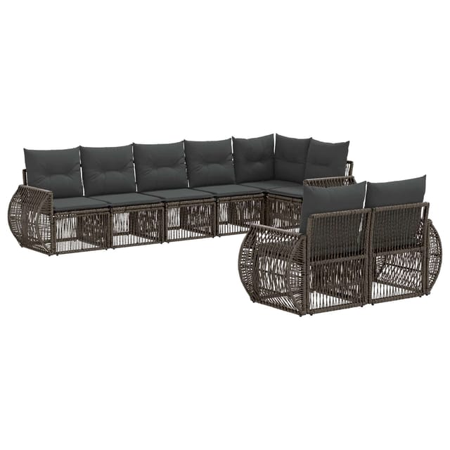 vidaXL Gartensofa-Set 8-Tlg Grau und Dunkelgrau Poly-Rattan 3435479