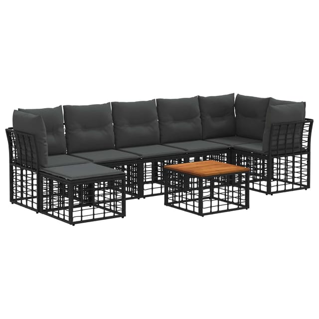vidaXL Outdoor-Sofagarnitur 8 Stk Schwarz und Dunkelgrau Polyester 3437523