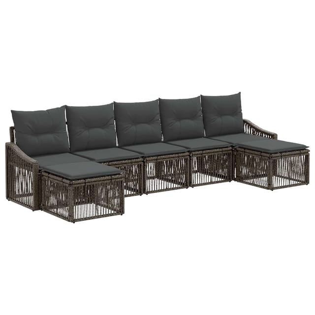 vidaXL Gartensofa-Set 7-Tlg Grau Poly-Rattan 3436091