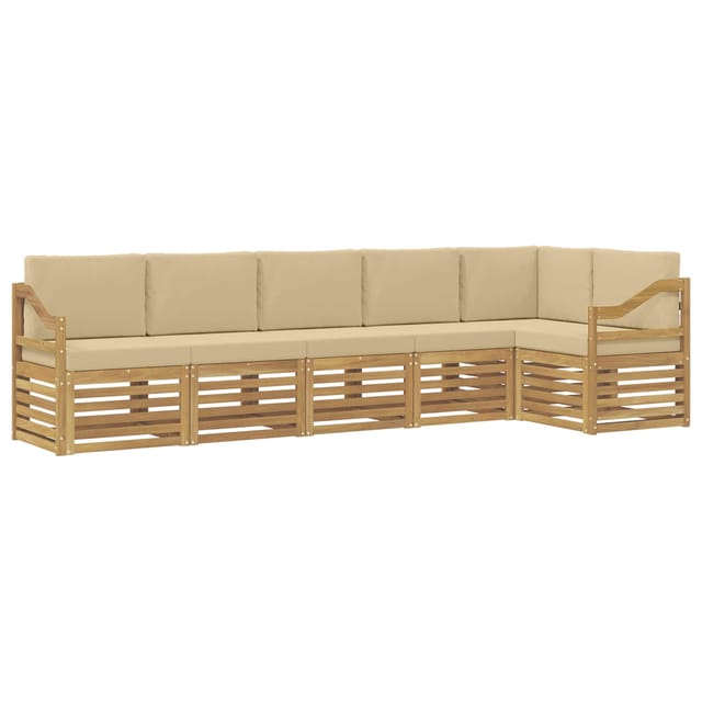vidaXL Outdoor-Sofagarnitur 6 Stk Weiß und Beige 304 x 126,5 x 73 cm 3391933