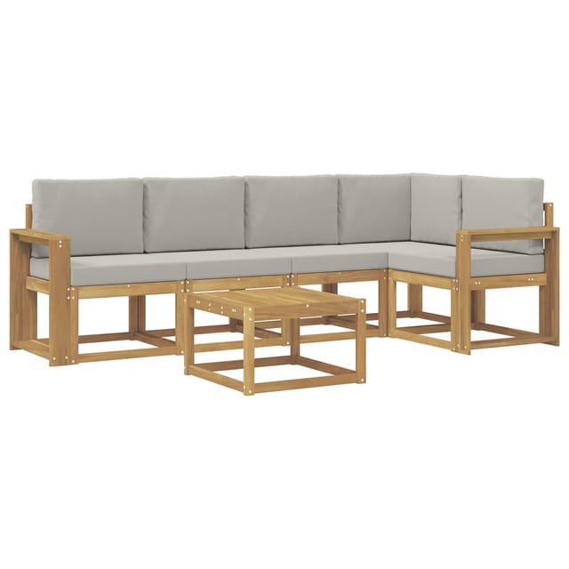 vidaXL Outdoor-Sofagarnitur 6-Tlg Weiß und Hellgrau 3387670