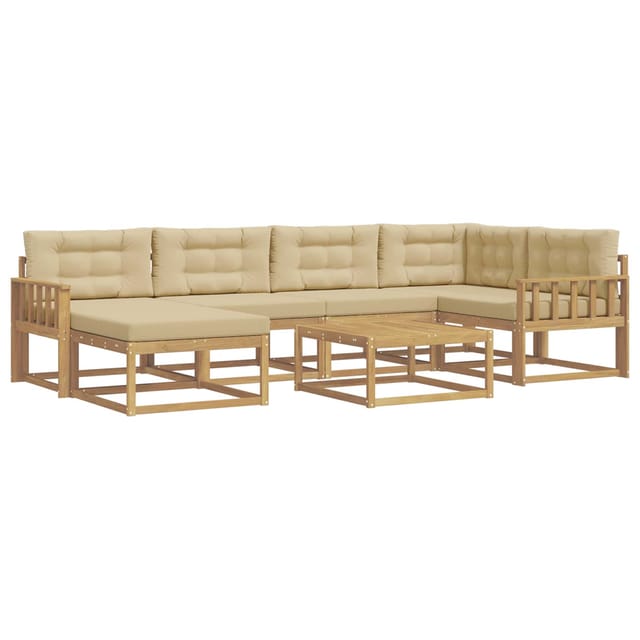 vidaXL Outdoor-Sofagarnitur 7 Stk Weiß und Beige 3386722