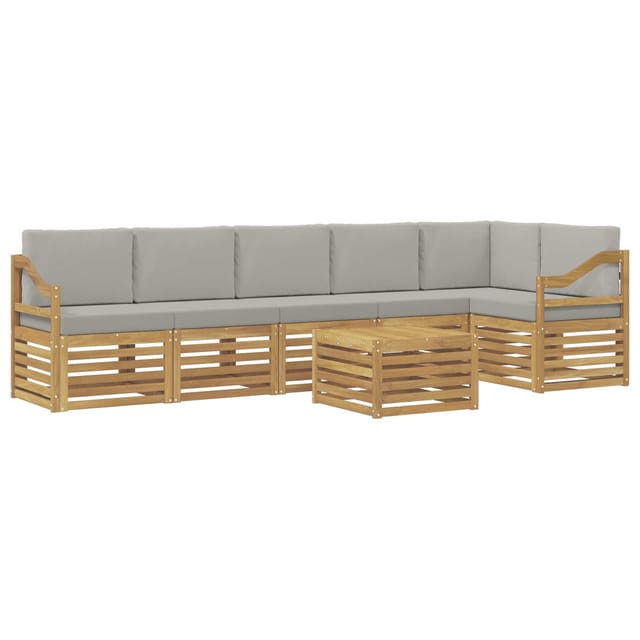 vidaXL Outdoor-Sofagarnitur 7 Stk Weiß und Hellgrau 59 x 59 x 37 cm 3391971