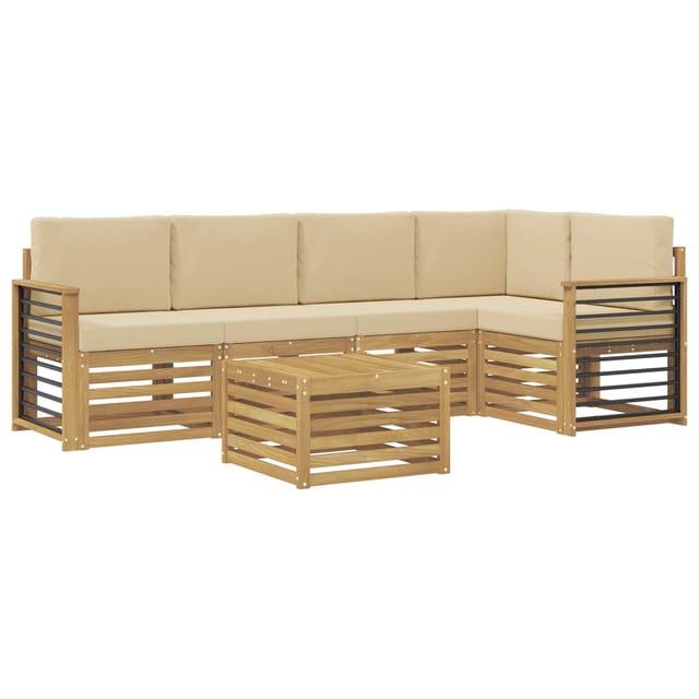 vidaXL Outdoor-Sofagarnitur 6 Stk Weiß und Beige 59 x 59 x 37 cm 3391888