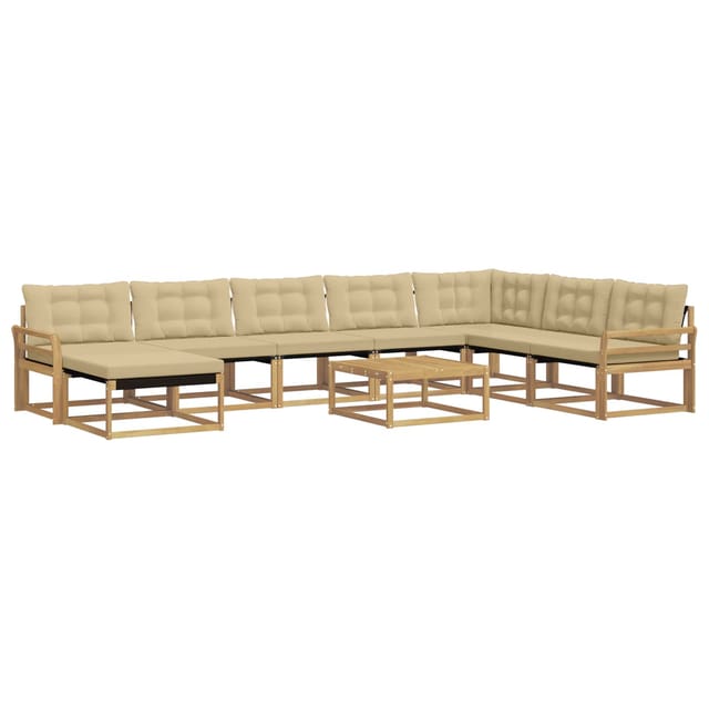 vidaXL Outdoor-Sofagarnitur 9-Tlg Weiß und Beige Massivholz Akazie 3388999