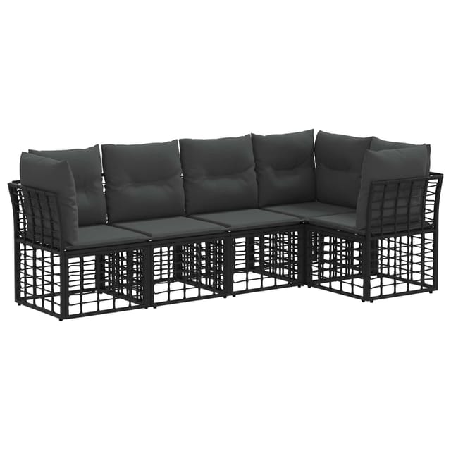 vidaXL Outdoor-Sofagarnitur Schwarz Polyester 3437467