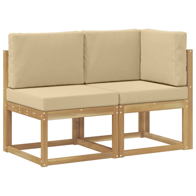 vidaXL Outdoor Mittel- und Ecksofa 2 Stück Weiß Massivholz Akazie 901476