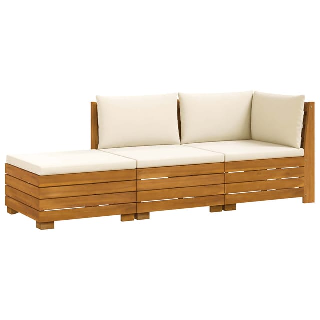 vidaXL Outdoor-Sofagarnitur mit Kissen 3 Stück Braun Massivholz Akazie 3403097