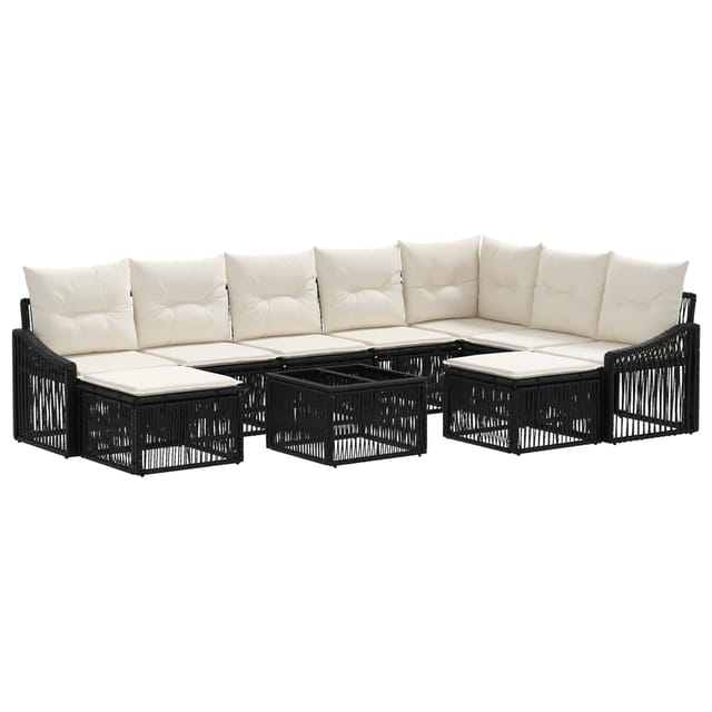 vidaXL Gartensofa-set 10 Stk Schwarz Poly-Rattan 3436195