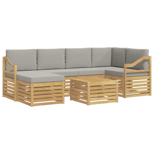 vidaXL Outdoor-Sofagarnitur 7 Stk Weiß und Hellgrau Polyester 3392171