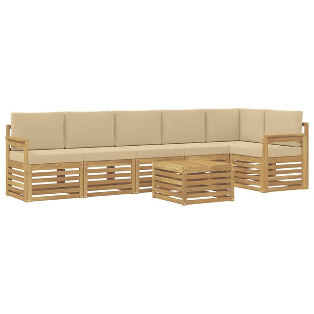 vidaXL Outdoor-Sofagarnitur 7-Tlg Weiß und Beige 59 x 59 x 37 cm 3391943