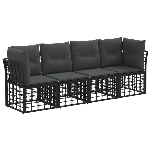 vidaXL Outdoor-Sofagarnitur Schwarz Polyester 3437409
