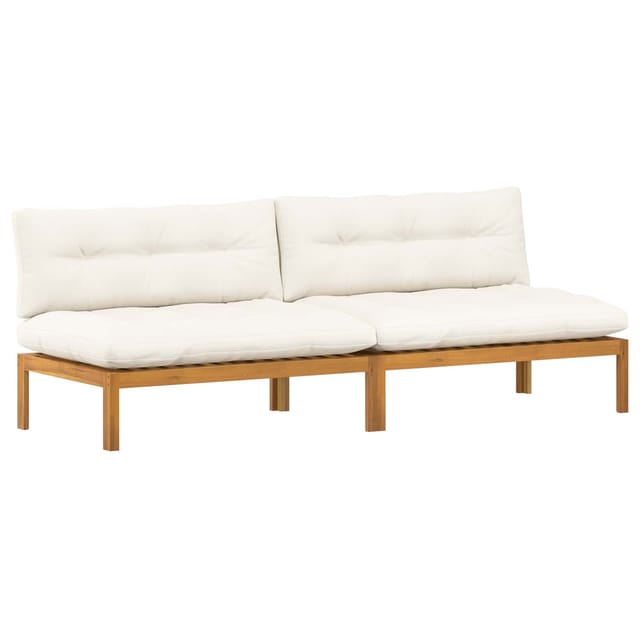 vidaXL Mittelsofa Einheit 2 Stück Natur und Cremweiß Akazienholz 3418148