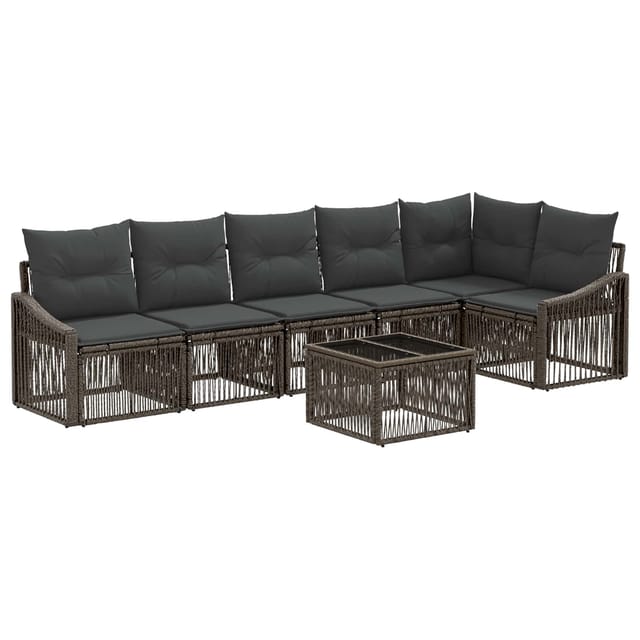 vidaXL Gartensofa-set 7 Stk Grau Poly-Rattan 3436013