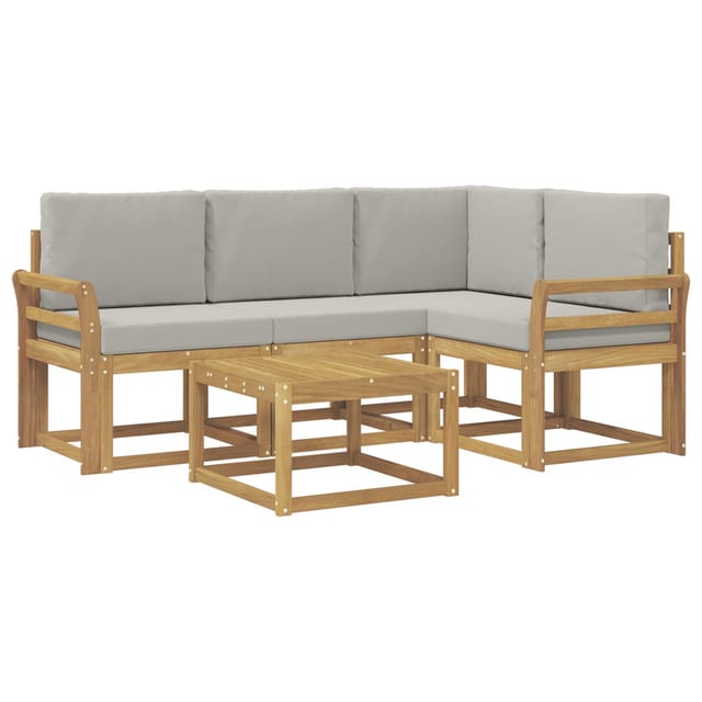 vidaXL Outdoor-Sofagarnitur 5-Tlg Weiß und Hellgrau 59 x 59 x 37 cm 3387595