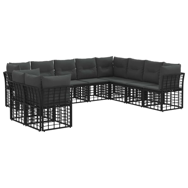 vidaXL Outdoor-Sofagarnitur Schwarz Polyester 3437503