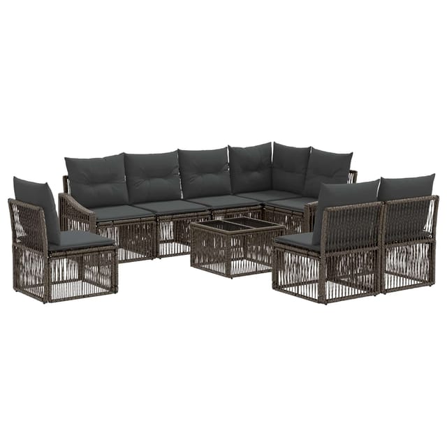 vidaXL Gartensofa-set 9 Stk Grau Poly-Rattan 3436025