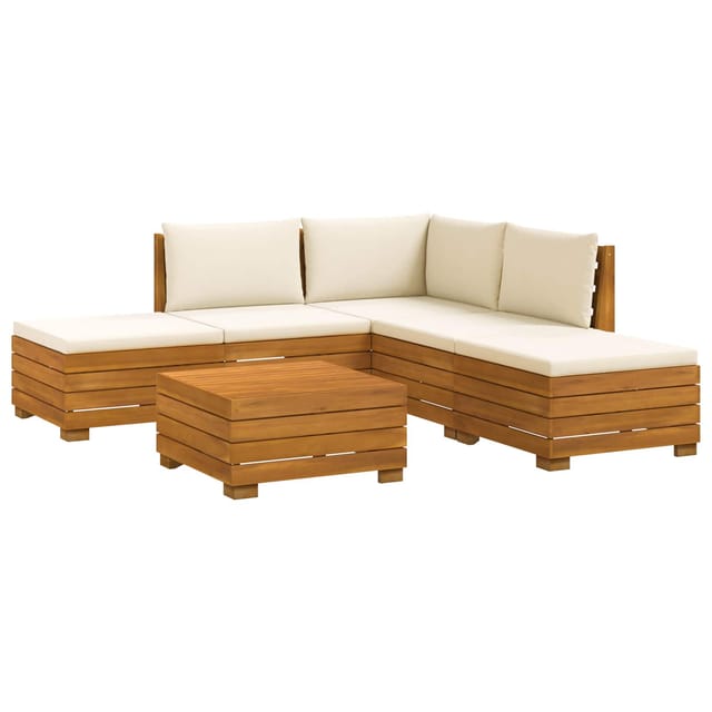 vidaXL Outdoor-Sofagarnitur mit Kissen 6 Stück Braun Massivholz Akazie 3403079