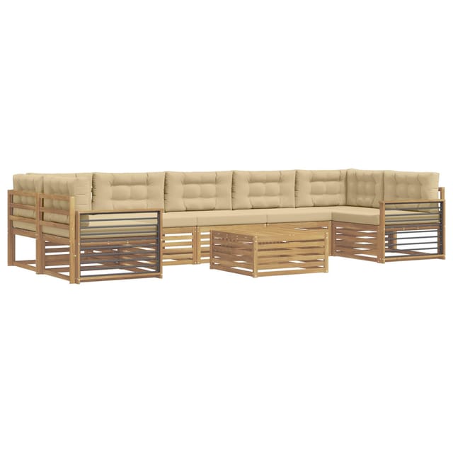 vidaXL Outdoor-Sofagarnitur 8 Stk Weiß und Beige Massivholz Akazie 3390218