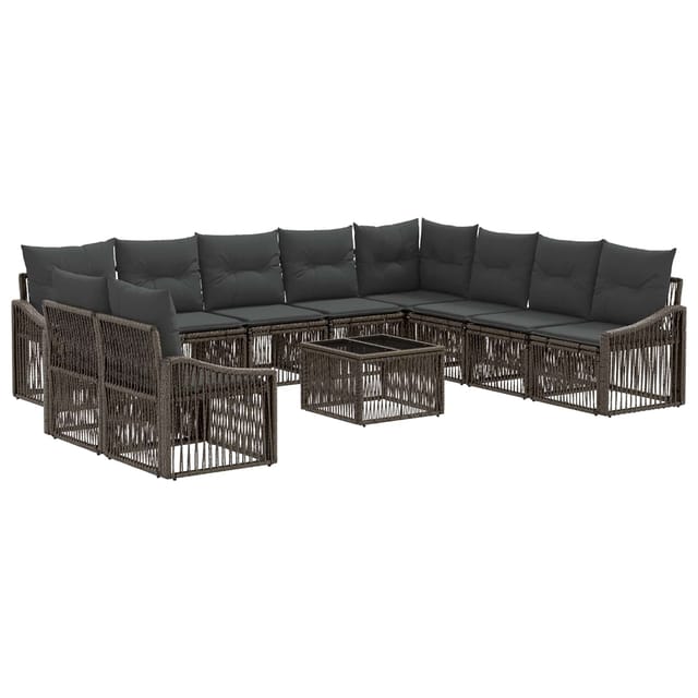 vidaXL Gartensofa-set 11 Stk Grau Poly-Rattan 3436055