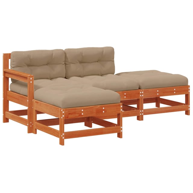 vidaXL Garten-Lounge-Set 4 Stk Wachsbraun Massives Kiefernholz 3418114