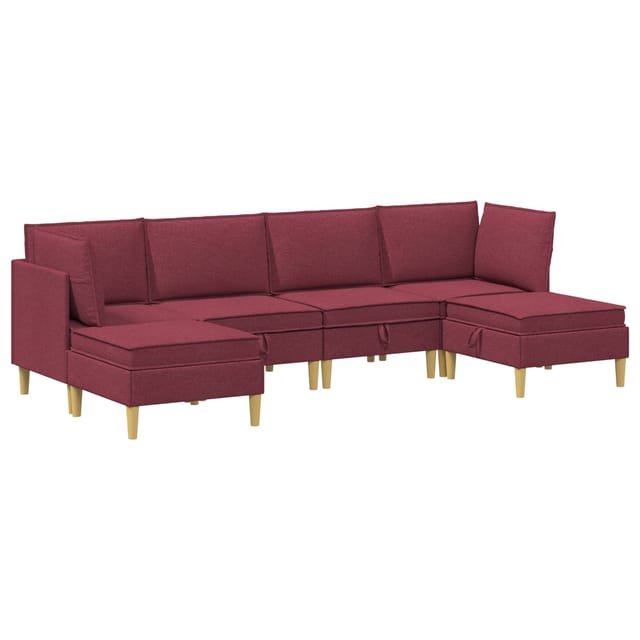 vidaXL Wohnzimmergarnitur mit Kissen mit Speicher 6 Stk Weinrot Stoff 3413692