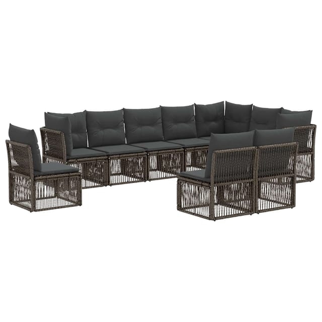 vidaXL Gartensofa-Set 10-Tlg Grau Poly-Rattan 3434252