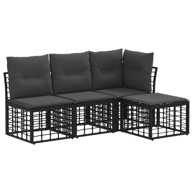 vidaXL Outdoor-Sofagarnitur Schwarz Polyester 3437447
