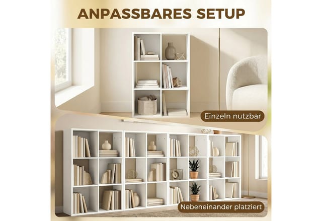 HOMCOM Bookshelf Spanplatte 61,5L x 29,5B x 91,5H cm Weiß