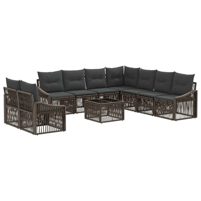 vidaXL Gartensofa-set 10 Stk Grau Poly-Rattan 3436049