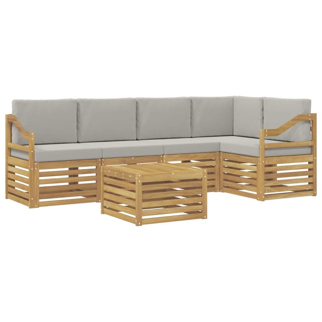 vidaXL Outdoor-Sofagarnitur 6 Stk Weiß und Hellgrau 59 x 59 x 37 cm 3391891