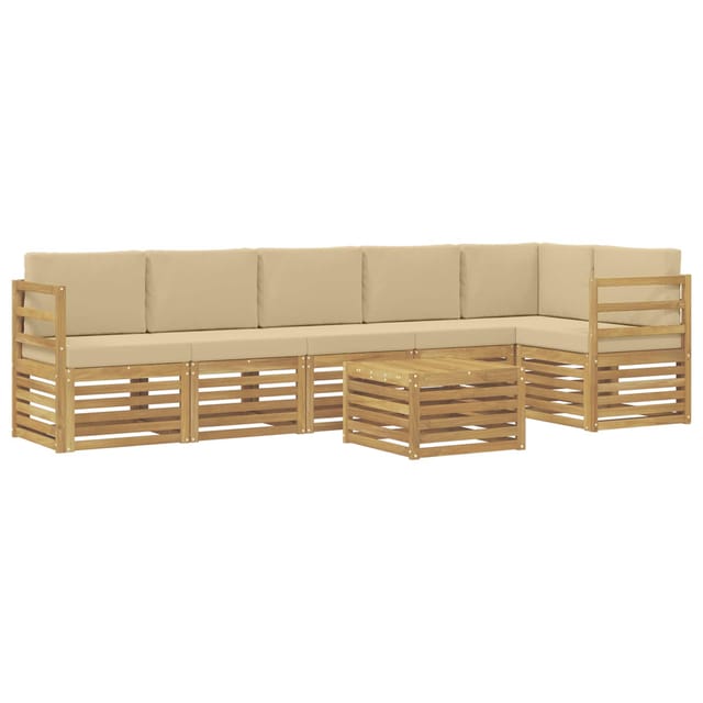 vidaXL Outdoor-Sofagarnitur 7 Stk Weiß und Beige 59 x 59 x 37 cm 3391938