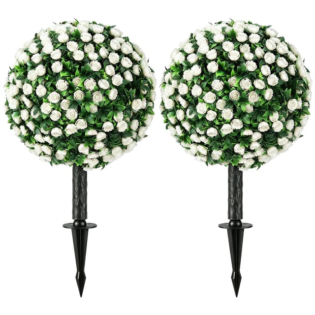 HOMCOM Artificial Plants PE Aluminium 30L x 30B x 55H cm Weiß