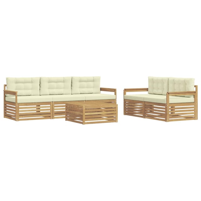 vidaXL Outdoor-Sofagarnitur 6 Stk Weiß und Creme 3390030