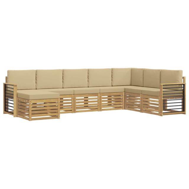 vidaXL Outdoor-Sofagarnitur 8 Stk Weiß und Beige 306 x 187,5 x 73 cm 3392328