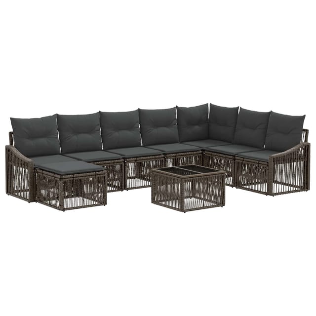 vidaXL Gartensofa-set 9 Stk Grau Poly-Rattan 3436100