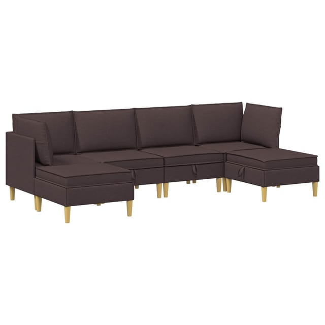 vidaXL Wohnzimmergarnitur mit Kissen 6 Stk Dunkelbraun Stoff 3413697