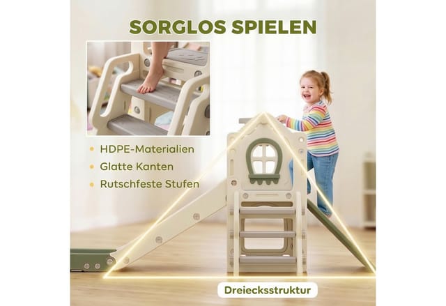 AIYAPLAY Kids Slide HDPE 191L x 100B x 84H cm Cremeweiß