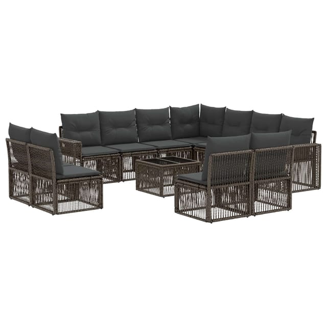 vidaXL Gartensofa-Set 12-Tlg Grau und Dunkelgrau Poly-Rattan 3435161
