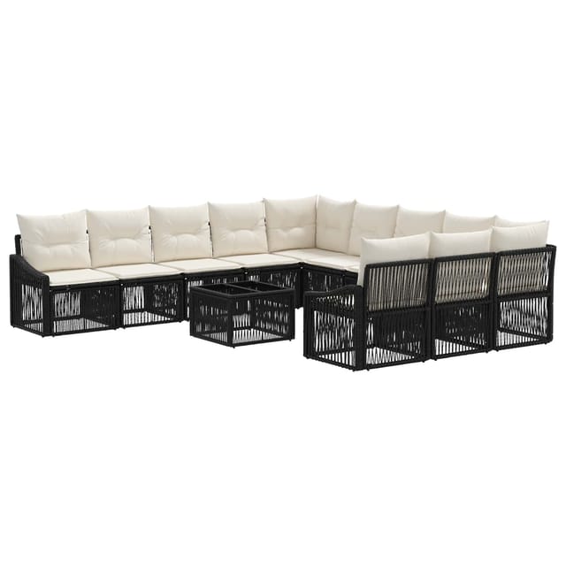vidaXL Gartensofa-set 12 Stk Schwarz Poly-Rattan 3436147