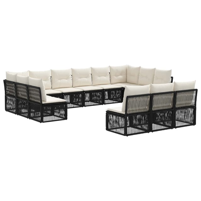 vidaXL Gartensofa-Set 13-Tlg Schwarz Poly-Rattan 3434386