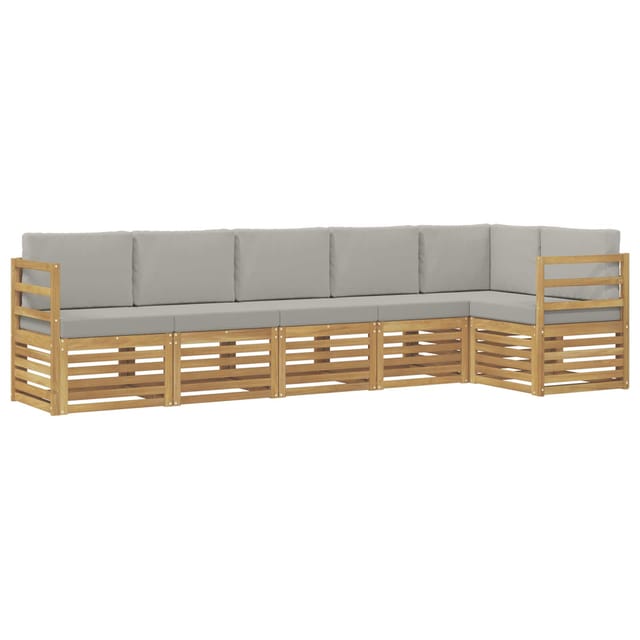 vidaXL Outdoor-Sofagarnitur 6 Stk Weiß und Hellgrau 3391896