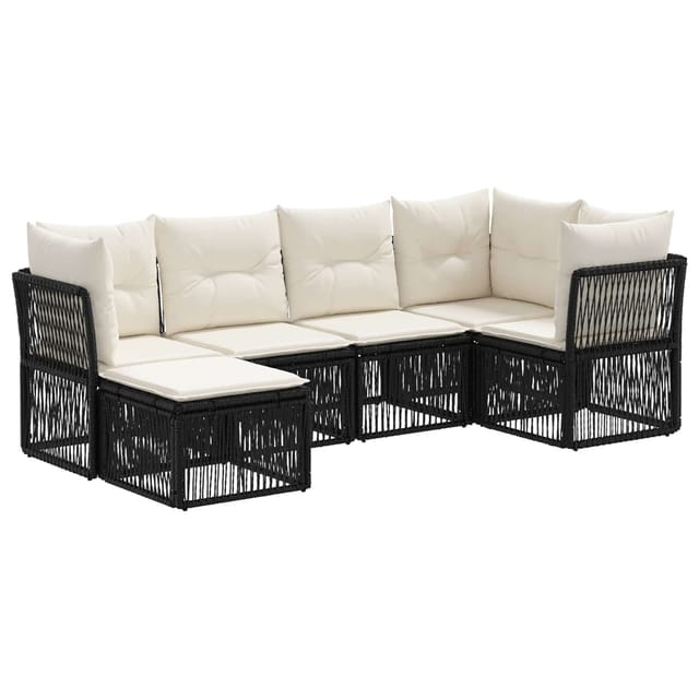vidaXL Gartensofa-Set 6-Tlg Schwarz Poly-Rattan 3434290